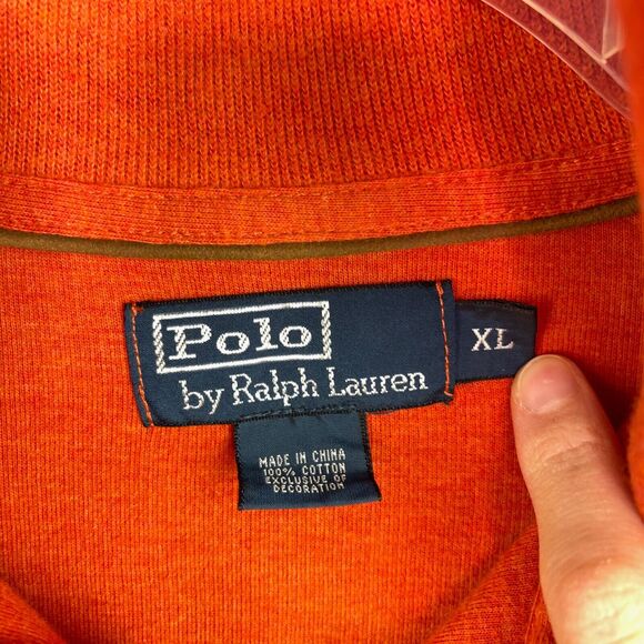 Polo Ralph Lauren Men's Mock Neck 1/4 Zip Sweater Size XL Orange Knit Cotton - Picture 4 of 7